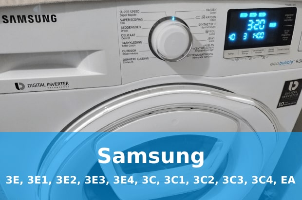 Помилки 3E, 3Е1, 3Е2, 3Е3, 3Е4, 3C, 3C1, 3C2, 3C3, 3C4, EA пральна машина Samsung
