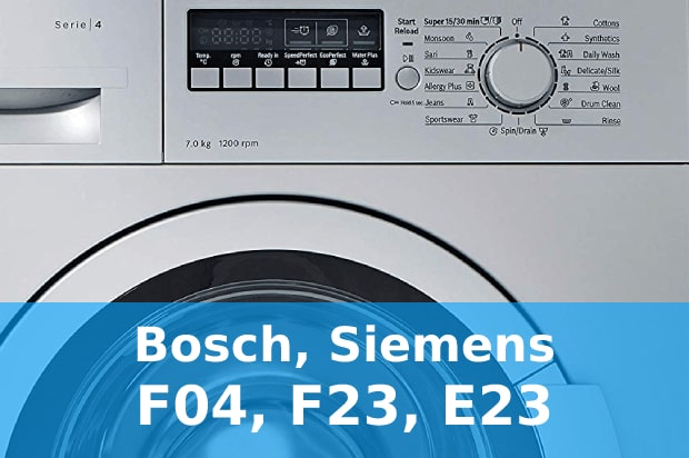 Помилки F04, F23, Е23 пральні машини Bosch, Siemens